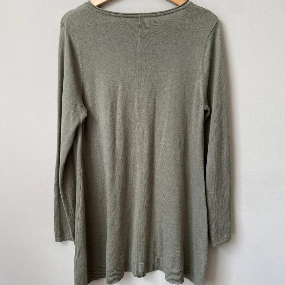 Chico's Womens Size 1 V-Neck Long Sleeve Silk Knit Pullover Casual Sweater Green - Picture 12 of 15
